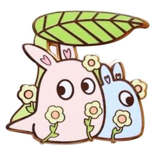 Cute pastel floral rabbit pin badge