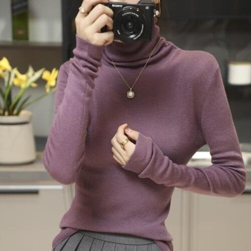 Autumu Spring Sweater Women High Collar Cashmere Wool Casual Pullover Female Soft Solid Color Bottoming Warm Slim Pullover