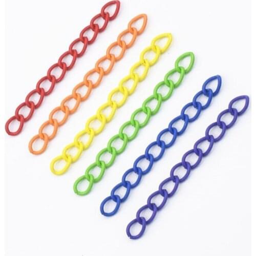 20pcs 50mm Colorful Spray Painted Iron Necklace Extension Chain Bracelet Extended Chains Tail Extender For DIY Jewelry Making