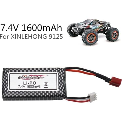 In Stock) 7.4v 1600mah Lipo Battery For XINLEHONG 9125 Remote Control Rc Car Spare Parts 9125 battery Accessory