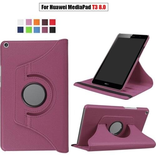 Rotating PU Leather Case for Huawei MediaPad T3 8.0 Honor Play Pad 2 KOB-L09 KOB-W09 Tablet Funda Cover for Huawei T3 8.0 Glass