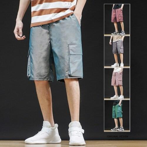 Japanese Summer New Adolescents Bright Large Pockets Design Casual Pants Students Baggy Shorts Mens Hip Hop Casual Short Mens