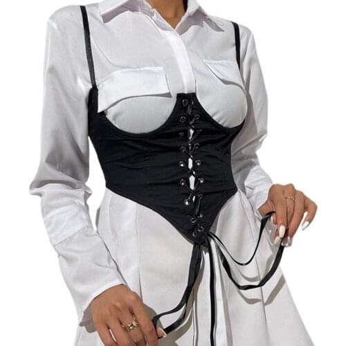 Women Sexy Boned Overbust Corset Black Bustier Waist Cincher Bodyshaper Black Corset Tops For Women To Wear Out