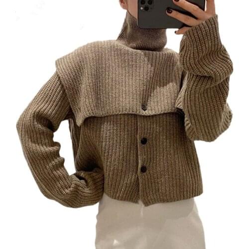 Women Cardigan Sweater Long Sleeve Single Breasted Knitted Sweater Detachable Sweaters 2 Piece Set Winter Tops 2020 Clothing
