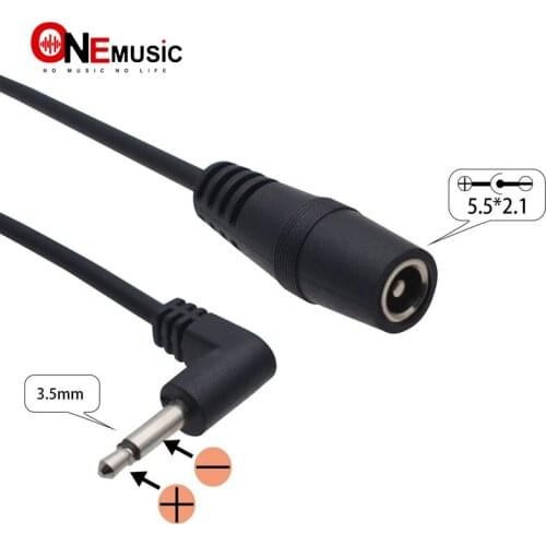1 Pcs Effect Pedal Adapter Plug Coverter Cable 5.5*2.1mm to Positive Tip 3.5mm (1/8") Black