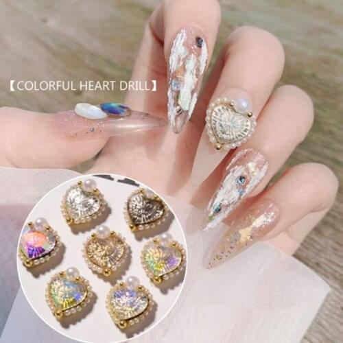 1pcs Crystal love 3D Alloy Butterfly Nail Art Zircon Pearl Metal Manicure Nails DIY Accessories Nail Decoration