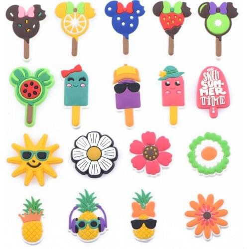1 PCS Lovely Cartoon ice cream Candy Icon Shoes Charms JIBZ For Croc Decoration PVC Soft Accessories DIY Girls Party Gift