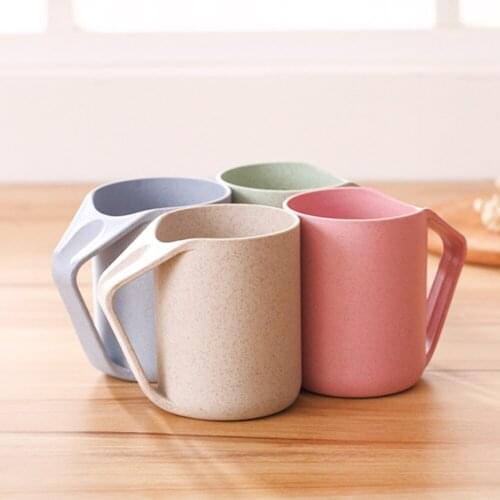 1pcs Unbreakable drinking cup, wheat straw multi-color drinking cup, mug with handle, healthy and safe, dishwasher-friendly