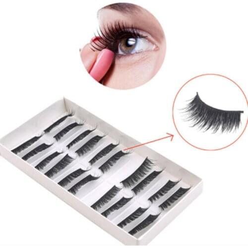 10 Pairs/Pack Eyelashes 3D Artificial Fiber Long Lasting Lashes Women Volume Eyelashes Extension False Eyelashes
