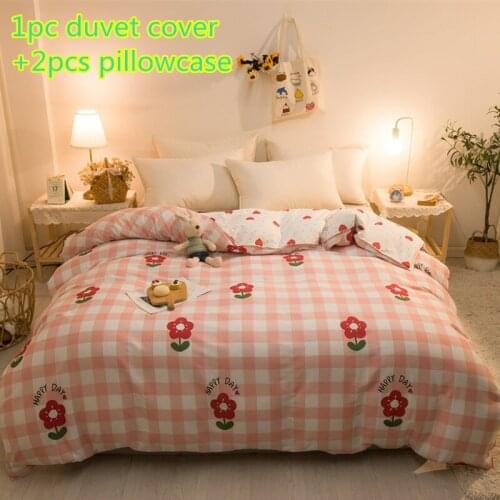 100% Cotton Duvet Cover Sets Flowers Quilt Cover Pink Plaid Twin Full Single King Bedding Princess Girls Comforter Cover Sets