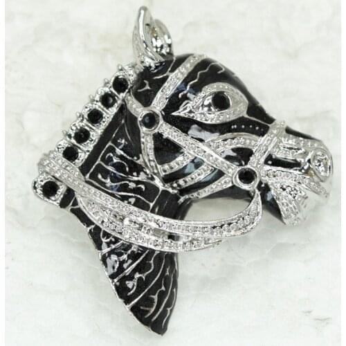 12pcs/lot Wholesale Fashion Brooch Rhinestone Enameling Leader Horse head Pin brooches in 8 colors C101386