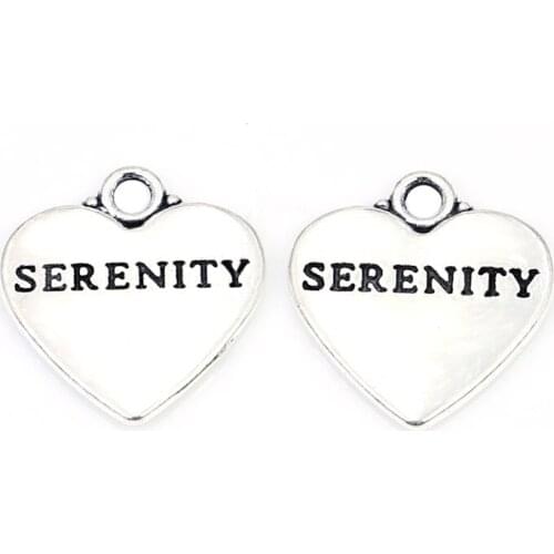 20pcs Antique Silver Plated Serenity Charms Pendants for Bracelet Jewelry Making DIY Necklace Craft 15x16mm