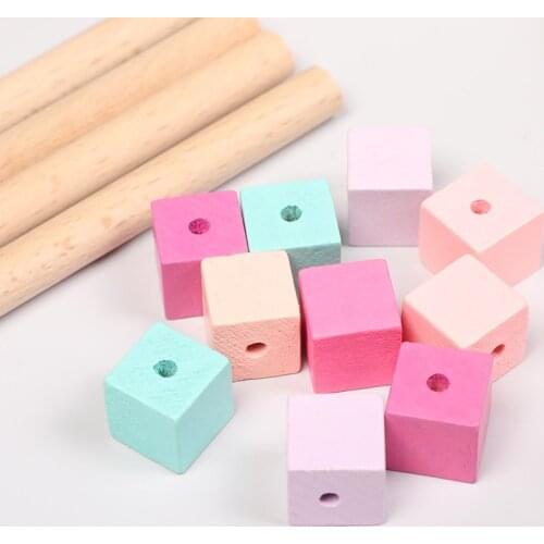 20pcs 15-20mm Colored Square Wooden Beads Handmade Custom Fashion Decorations DIY Necklace Bracelet Jewelry Making Accessories