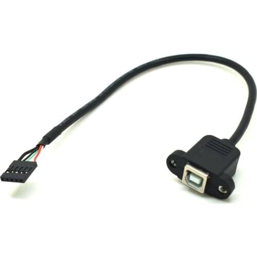 20cm USB 2.0 B Type Female socket Printer Panel Mount to Pitch 2.0mm 5pin Housing PCB Motherboard Dupont Cable