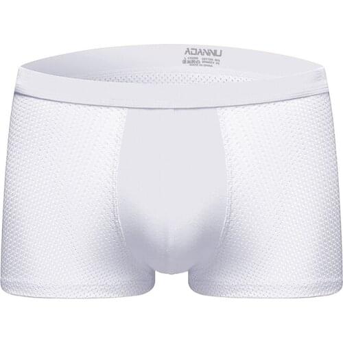 2020 ADANNU Brand Sexy Mens Boxers Shorts Transparent Mesh See Through Erotic Underpants Fashion Low Waist Panties