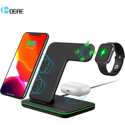 3 in 1 15W Fast Qi Wireless Charger Stand for iPhone 11 XS XR X 8 SE2 Samsung S20 For Apple Watch 5 4 3 Airpods Pro Galaxy Dock
