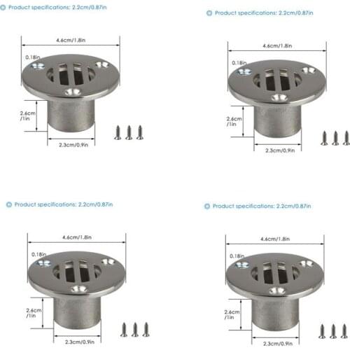 4PCS Yacht Stainless Steel 7/8" 22mm Pipe Boat Deck Drain Floor Deck Drainage Fittings For Boat Rowing Boats Accessories Marine