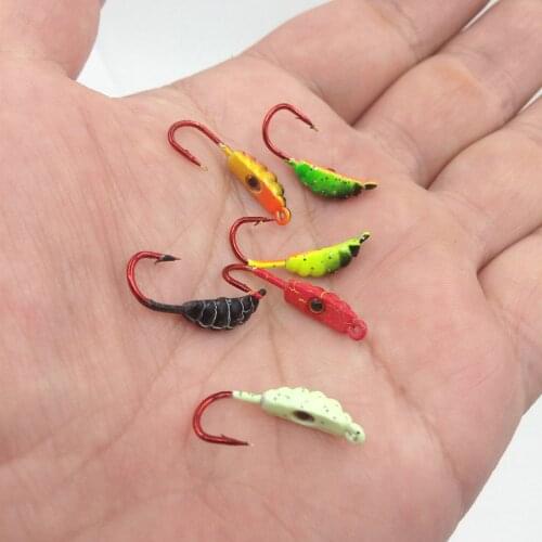 6Pcs/Set 23mm/1.5g Fishing Lures Winter Ice Fishing Hook Lure Mini Metal Bait Fish Lead Head Hook Bait Jigging Fishing Tackle