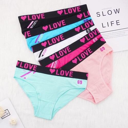 6 Pcs Lot Cotten Panties Underwear Women Lingerie Femme Lady Sexy G String Thongs Letter Floral Print Edge Wholesale Underpants