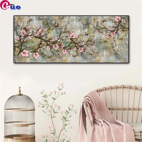 Diamond Painting 5d Cross Stitch Diamond Embroidery Cherry Blossoms Needlework Picture Of Rhinestones Gift Handmade Home Decor