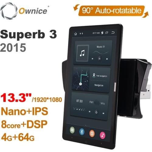 1920*1080 Android 10.0 Ownice 13.3 Inch Rotation Autoradio 1 Din for Skoda Superb 3 2015 Car Radio Auto GPS Multimedia DSP IPS