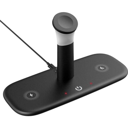 5 in 1 Qi Wireless 15W Faster Charging Desk Lamp Dimming With USB Port Multifunction Charger for Phone Watch Multiple Protection