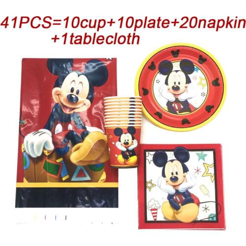 Baby Boy Birthday Party Mickey Mouse Theme Party Supplies Cup Plate Napkins Disposable Tableware Mickey Mouse Party Decorations
