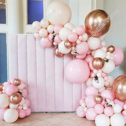 139pcs Double Cream Peach Wedding Birthday Party Background Latex Globos 4D Rose Gold Maca Pink White Balloon Arch Decoration
