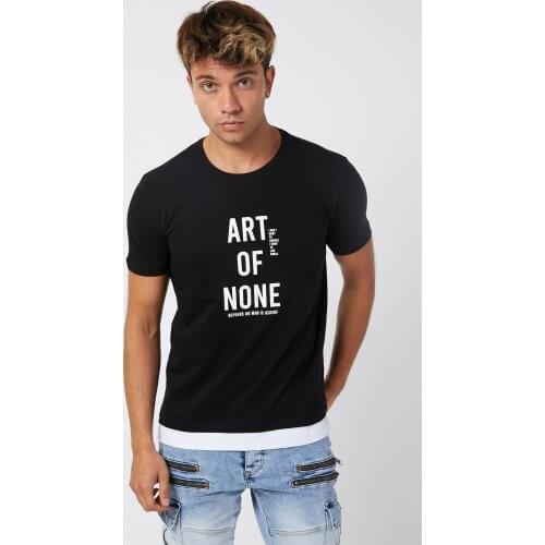 Denim Republic Mens Black Printed T-Shirt Slim Fit 100% Cotton Casual Mens T-shirts Fashion Men Tshirt Mens Tee Shirts