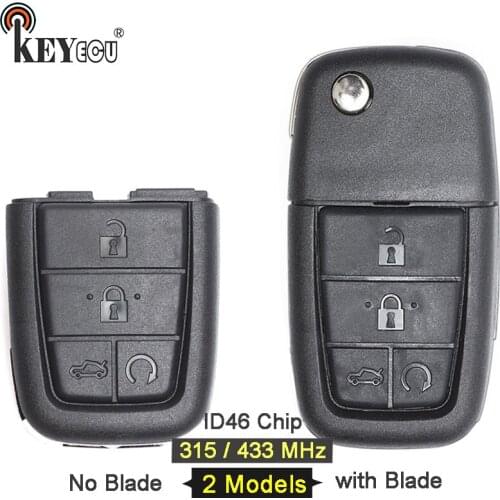 KEYECU 315MHz/ 433MHz CAN ID46 Chip FCC: 0UC6000083 Flip Folding 4+1 5 Button Remote Car Key Fob for Pontiac G8 No/ With Blade