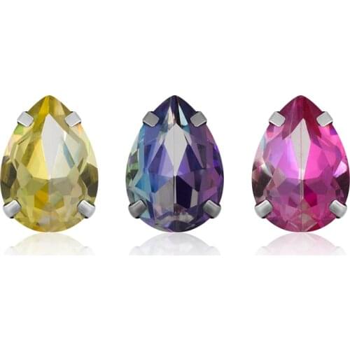 Laser Tear Drop Sew on Stones with Thickened Copper Claws Sew on Clothes Scarf Bags High-grade Shiny Strass Crystal Rhinestones