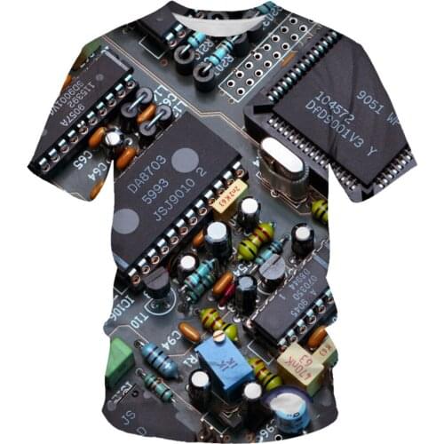 Men T-shirt Fashion Cool 3D Electronic Chip Printed T-shirt Casual Harajuku Style T-shirt Streetwear Tops Tees Oversized tshirt