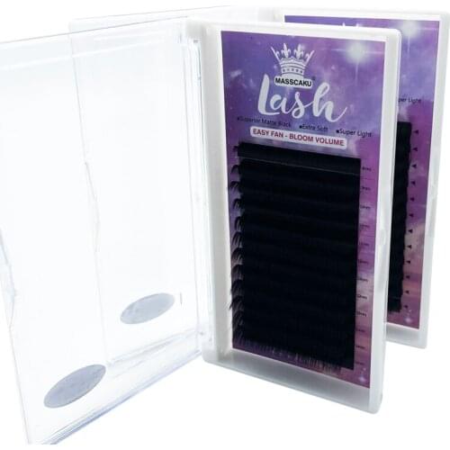 Supplies oem handmade natural soft false lashes 0.05 0.07 thickness mixed length mink eyelash easy fanning eyelash extension