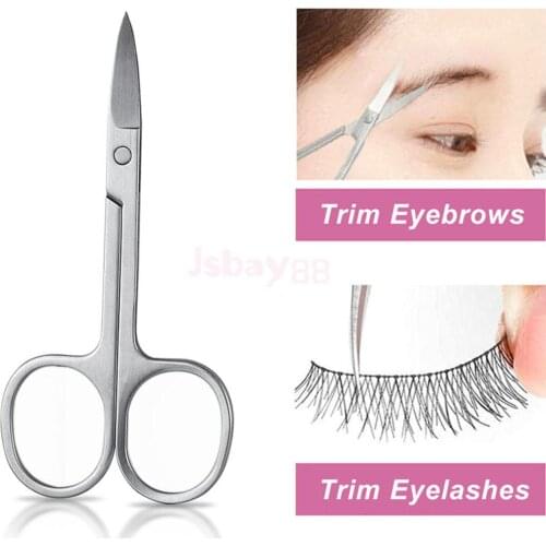 Stainless Steel Curved Eyebrow Nose Hair Scissor Trimmer Remover Eyelash False Lash Cutter Makeup Tool