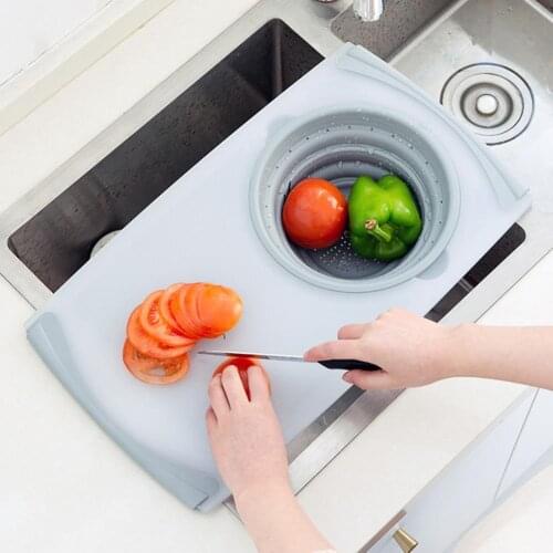 2019 NEW Innovative Chopping Board Detachable Folding Drain Basket Multi-Function 2 in 1 Sink Cutting Board Kitchen Tools