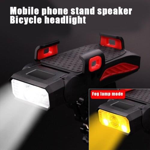 New Bike Light Set and Horn USB Rechargeable 5 Mode Bicycle Headlight Front Light Bell Phone Holder for Cycling Riding 120db N66