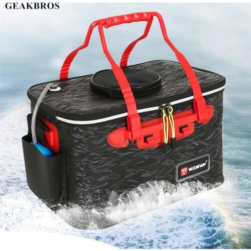40/45/50cm Fishing Bucket Portable EVA Fishing Bag Foldable Live Fish Box Camping Water Container Pan Basin Tackle Storage Bag
