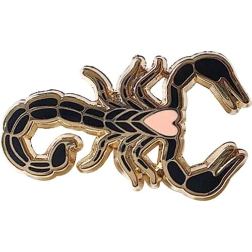 Scorpion Enamel Pin, Black, Hard Enamel in Gold Color Finish w Rubber Clutch