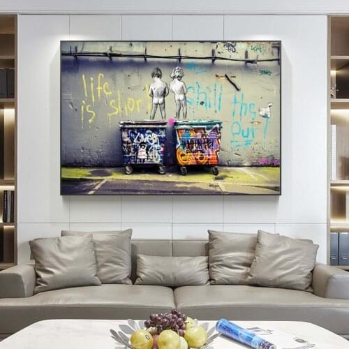 Modern Street Wall Art Canvas Prints Life Is Short Wall Graffiti Art Canvas Paintings On The Wall Pictures For Home Decoration