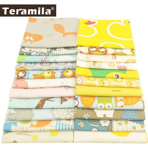 Teramila 100% Cotton Fabric Cartoon Animal Design 25x45cm/pcs Telas Por Metro DIY Patchwork Baby Kids Cloth Craft Tissus Quits