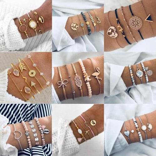 New Arrival Bracelet Pattern Metal Chain Bracelets Bead Shell 2019 Creative Vintage Korean Pop Fashion Jewelry High Quality