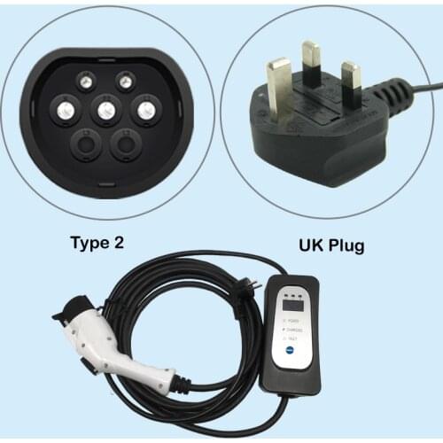 Ev cable Type 2 evse kit level 2 UK plug 5.5 Meter ev charger cable for electric vehicle