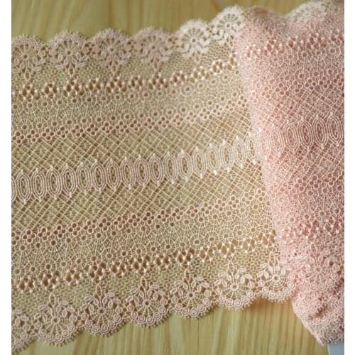 1 Meter/lot 19cm Width Delicate Light Pink Wide Polyester Water Soluble Flower Bridal Lace Fabric Trim