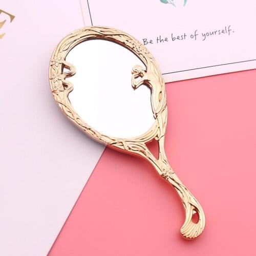 1pcs Cute Pocket Cartoon Portable Vintage Cosmetic Mirror Make Up Mirror Hand Makeup Mirror Vanity Miror Spiegel Specchio