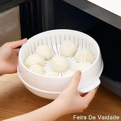 1 Layer Practical Microwave Oven Special Steamer Eco-friendly PP Steamed Buns Steaming Utensils With Lid Durable Kitchen Tool