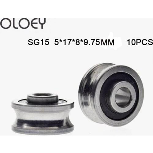 10pcs/Lot SG15 Groove Bearing Steel Pulley Ball Bearings Track Guide Roller Bearing 5*17*8*9.75mm