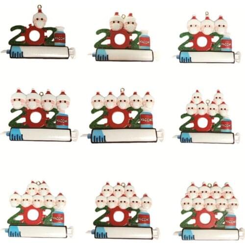 2021 Christmas Ornament Good Wish Party Decoration Resin Crafts Gift Santa Claus With Mask Xmas Tree Hanging Decorations Pendant