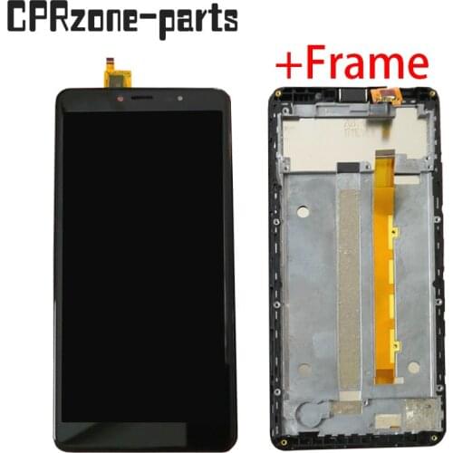 5.7" Black with frame For FLY Life Mega LCD display with touch screen digitizer sensor assembly free shipping