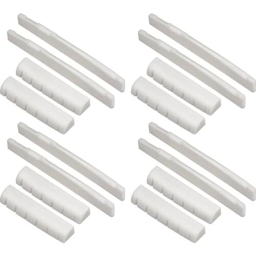 8 Sets of 16Pcs 6 String Acoustic Guitar Bone Bridge Saddle and Nut Made of Real Bone