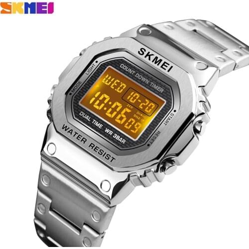 SKMEI Luxury Sports Mens Watch Fashion Digital Waterpoof Alarm Clock Chronograph Stainless Steel Wristwatch Relogio Masculino